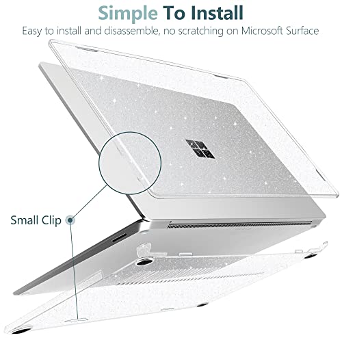 TWOLSKOO Case for 13.5" Microsoft Surface Laptop 5/4/3 with Alcantara Palm Rest Model 1950/1958/1867/1769, Protective Plastic Hard Shell & Keyboard Cover & Screen Protector & Dust Plugs, Star Clear