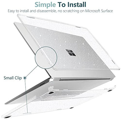 TWOLSKOO Case for 13.5" Microsoft Surface Laptop 5/4/3 with Alcantara Palm Rest Model 1950/1958/1867/1769, Protective Plastic Hard Shell & Keyboard Cover & Screen Protector & Dust Plugs, Star Clear