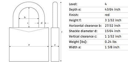 ABUS 145/40 Non-TSA Combination Padlock for Hard Cases, Luggage, Resettable, Red - color: Red, size: 40 mm