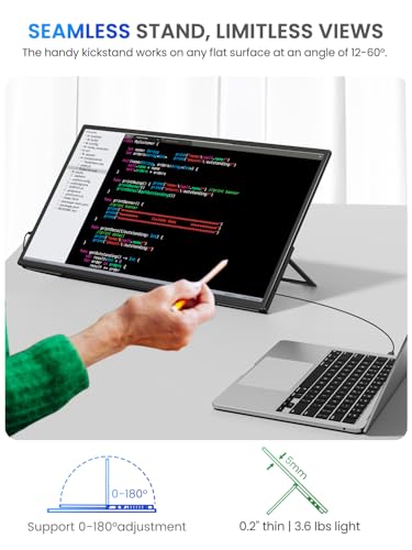 UPERFECT Portable Monitor 21.5", FHD 1080P 100Hz QLED 125% sRGB Gaming Monitor with Stand, Bag & VESA, Large Second Screen for Laptop, Computer, Phone, Mini PC, Game Consoles - size: 21.5"
