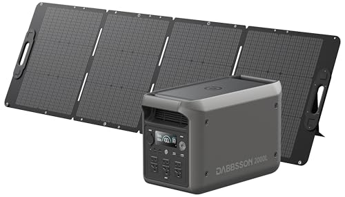 DABBSSON 2048Wh Solar Generator with 210W Solar Panel, Semi-Solid LiFePO4 Battery w/6 2200W AC Output, Compact&Lightweight, Recharge 80% in 1.5 Hr, 2000L Portable Power Station for Camping/Home/RV - style: 2000L+210W Solar Panel