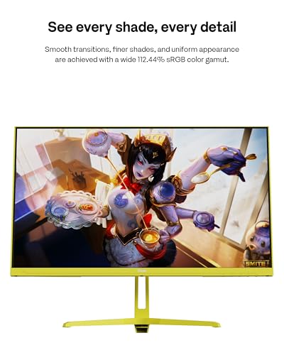 Pixio PX248 Wave Yellow 24 inch 200Hz Refresh Rate FHD 1080p Resolution Fast IPS Panel 1ms GTG Response Time Built-in Speakers Gaming Monitor with Adaptive Sync - color: Yellow