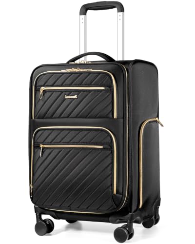LUGGEX Carry On Luggage with Wheels, UDK Expandable Lightweight Rolling Suitcase, Soft Sided Carry On Suitcase for Weekend Trip (UX-Core, Black, 21 Inch) - color: Black, size: Carry-on 21 inch