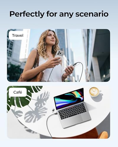 100W Fast Charging Cable 2-in-1 with USB-C & Lighting | Detachable Tip USB-C&A for iPhone 17/16/15/14, iPad, iPod, MacBook Pro/Air, Galaxy, Power 2 Devices at Once (3.94ft)