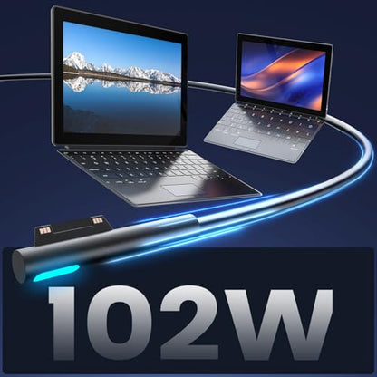 102W Surface Book 2 Charger - Fast Charging with USB Port for SurfaceBook 1, Book 2, Microsoft Surface Pro 3-9, Windows Surface Laptop 1-6, Surface Go Series