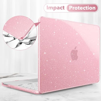 May Chen Compatible with MacBook Neo 13 inch Case 2026 Model A3404, Plastic Hard Shell,Keyboard Cover,Screen Protector,Dust Plug, for MacBook Neo 13" with A18 Pro Chip, Glitter Pink - color: Glitter Pink