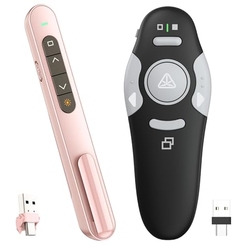 QUI Presenter Clicker USB A&C Bundle | Pen-Shaped Pink & Remote-Shaped Black