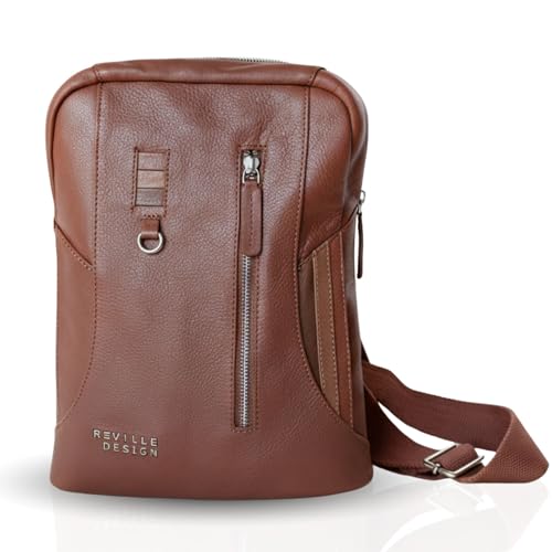 Full Grain Leather Backpack – Minimalist Slim 16L Laptop Backpack for Professionals, Water-Resistant Leather, Designed for 13” Devices, Lightweight Executive Daypack - Amber Brown - color: Amber Brown