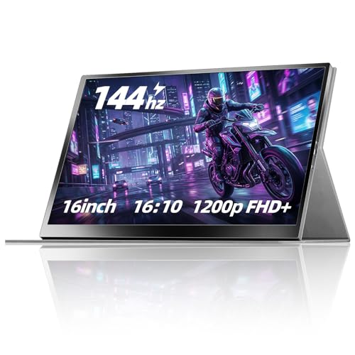 Portable Gaming Monitor 16 Inch 144Hz 1920x1200 FHD+ USB-C Portable Monitor, HDR IPS Second Screen for Laptop MacBook Pro PC PS5 Xbox Switch - size: 16inch 144hz