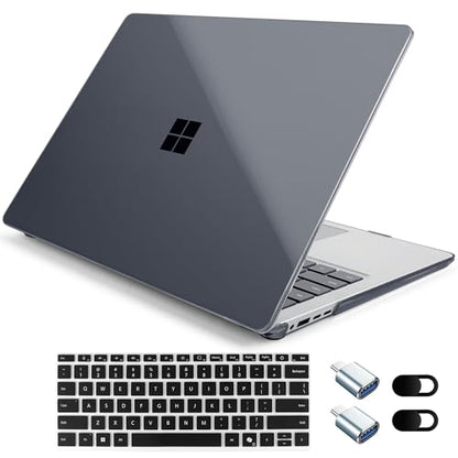 Crystal Clear Case for 15" Microsoft Surface Laptop 8 2026 for Business,Surface Laptop 2024 2025 (7th Edition), Lightweight Ultra-Slim Shell with Keyboard Cover, OTG Adapter, Black - color: Black