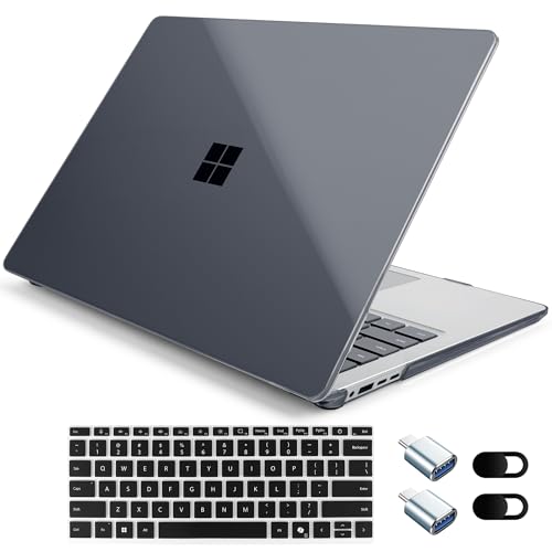 Crystal Clear Case for 15" Microsoft Surface Laptop 8 2026 for Business,Surface Laptop 2024 2025 (7th Edition), Lightweight Ultra-Slim Shell with Keyboard Cover, OTG Adapter, Black - color: Black
