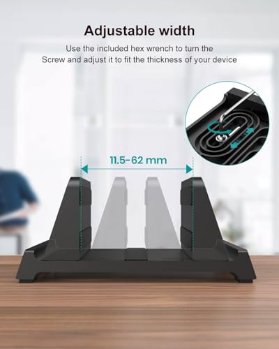Adjustable Vertical Laptop Stand for Desk, Compatible with 11-Inch to 17.3-Inch Laptops, iPad, iPhone, MacBook Pro/Air, Dell, HP, Lenovo, Asus - 3 in 1 Design Computer Stand (Black) - color: Black