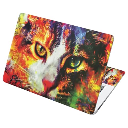 Universal Laptop Skin Sticker with 2 Wrist Pad Decals, 3-Piece Removable Vinyl Laptop Cover, Cat Face Waterproof Anti-Scratch, Easy-Trim Fit for 13.3" 14" 15.6" Laptops - color: Cat Face