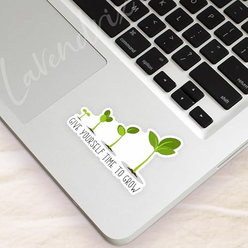 (3pcs) Give Yourself Time to Grow Sticker Funny Motivational Sayings Inspirational Quotes Growth Develop Vinyl Decal for Tumbler Laptop Car Water Bottles Books Phone - Size 3x2.4