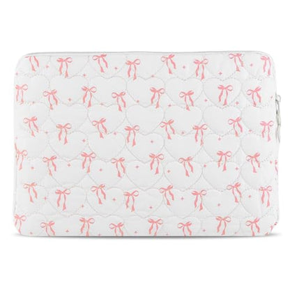 Cute Bow Puffy Laptop Sleeve 13-15 Inch Cute Quilted Laptop Protective Case Padded Bow Computer Sleeve for MacBook - color: Beige, size: 13inch