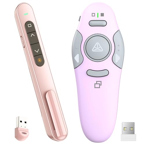 QUI Presenter Clicker Bundle | Pen-Shaped USB A Pink & Remote-Shaped USB A Purple