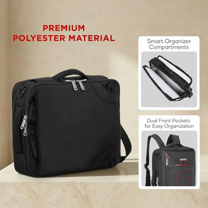 SAKOS Flash 3 in 1 Laptop Bag, 15.6 Inch Convertible Messenger, Shoulder Bag & Backpack, Water Repellent Travel Bag, Professional Work Bag for Men & Women, Briefcase with Laptop Compartment - Black - color: 4. Flash - Black/Red
