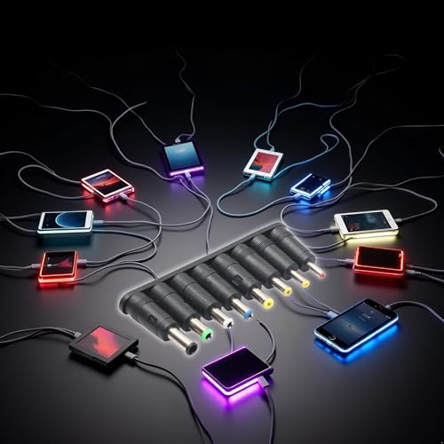 Universal 1 Set = 8pcs / Set 5pin Black Jack Plugs DC for Laptop AC Power Adapter Tips Connectors for Computer Notebook Laptop Accessories