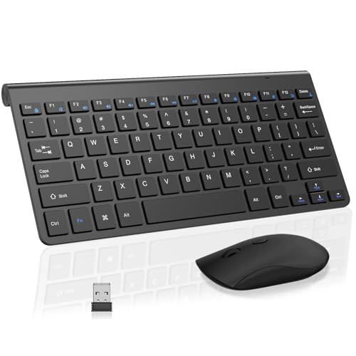 2.4G Mini Wireless Keyboard Mouse Combo Black | Slim travel design, silent clicks, lightweight keyboard mouse combo, compatible with Mac, PC & laptop for office travel
