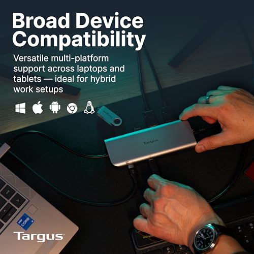 Targus Dual Video Mobile Dock with 140W EPR Power Pass-Through, Dual HDMI 4K@60Hz, 2X USB-C & 2X USB-A 10Gbps, Gigabit Ethernet, EcoSmart Design DOCK427GL
