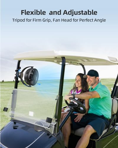 Koonie 5000mAh Portable Stroller Fan - 3-Speed Battery Operated, Flexible Clip-on Tripod, 360° Rotate Flexible Tripod，USB Rechargeable Cooling for Bike, Treadmill, Travel & Car Seat