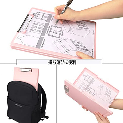 SFLHHDM Clipboards with Storage, Storage Clipboard with Low Profile Clip, A4 Binder Clipboard Folder, Waterproof Nursing Clipboard, Smooth Writing Clip Board Office Supplies (Side Opening-Pink) - color: Side Opening-pink
