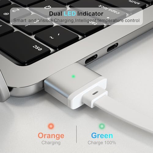 140W USB-C to Magnetic 3 Cable,5.3FT Compatible with Magsafe 3 Cable for MacBook Air 2024 M3 13/15inch, 2023/2022 M2, Pro 2024/2023 M4/M2 Pro & Max 14" 16", 2021 M1 & Max 14" 16" White - color: pearl white