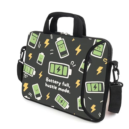 AMARY 15.4" 15.6" laptop sleeve adjustable shoulder strap with handle accessory pocket for men women (Battery full) - color: Battery Full