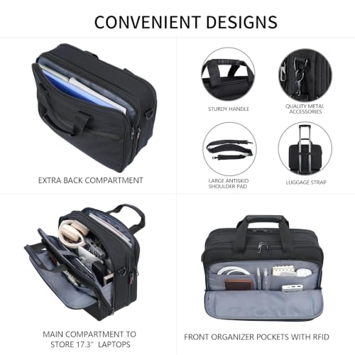 VANKEAN Expandable Waterproof Laptop Briefcase Fits Up to 17.3" for Travels