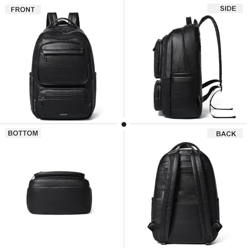 Backpack For Women Men Vegan Leather Backpack Purse Shoulder Bookbag 17 16 15.6 Inch Laptop Bag Handbags For Travel Work College Large Black - color: Black