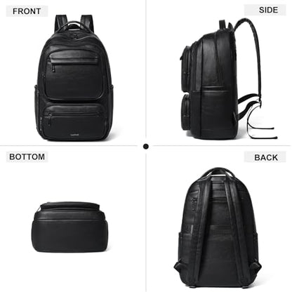Backpack For Women Men Vegan Leather Backpack Purse Shoulder Bookbag 17 16 15.6 Inch Laptop Bag Handbags For Travel Work College Large Black - color: Black