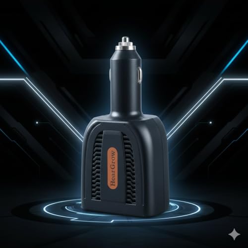 HearGrow 100W Power Inverter for Vehicle: Fanless Direct Cigarette Lighter Car Charger Adapter - Black Ultra Compact Silent Plug-in Outlet for Laptop CPAP Camping Road Trip & Emergency - color: Black
