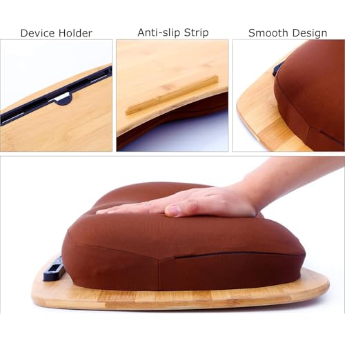 Bamboo Lap Desk for Laptop with Cushion-Fits up to 18 inch | Computer Laptop Stand with Phone Hoder, Anti-Slip Stopper - size: 21.6"x13.8"