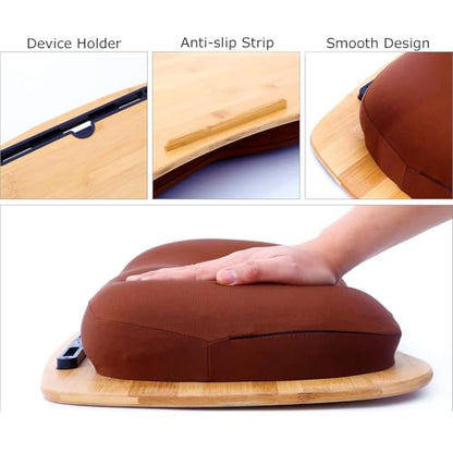 Bamboo Lap Desk for Laptop with Cushion-Fits up to 18 inch | Computer Laptop Stand with Phone Hoder, Anti-Slip Stopper - size: 21.6"x13.8"