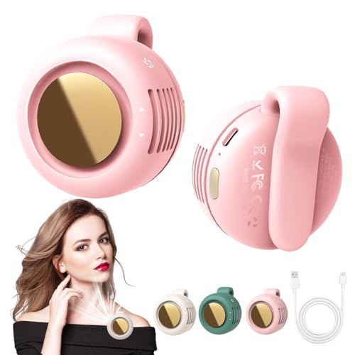 Portable Silent Mini Bladeless Fan Clip On, Small Fan Clip on for Shirt & Waist, Adjustable 3-Speed Suspended Whirlwind Fans, For Outdoor & Travel & Office, Travel Accessories, Gift (Pink) - color: Pink