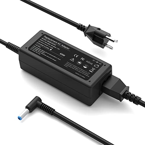 WZXHU 65W Laptop Charger Compatible with HP Elitebook 840 850 845 830 820 G3 G4 G5 G7 G8 G9 ProBook, Envy, Pavilion, Spectre, Stream, Notebook 15 Smart Blue Tip Power Cord Adapter - color: Lamy Black