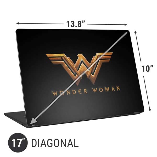 Skinit Laptop Decal Skin Compatible with Universal Laptop 17in (13.8 x 10in) - Officially Licensed Warner Bros Wonder Woman Gold Logo Design