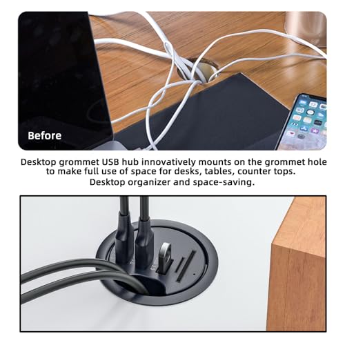 USB 3.0 Hub SD TF 3 Port USB 60mm Desk Grommet Splitter Dock Station Micro-SD Card Reader for Desktop PC Desk - style: 3-USB3.0+SDTF