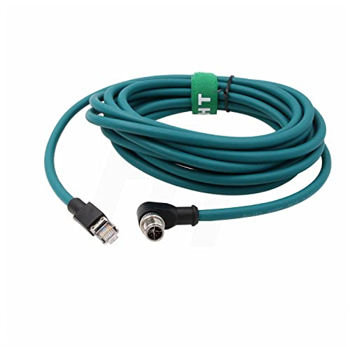 Right Angle M12 Ethernet 8 Pin X-Code RJ45 Cable for Datalogic Matrix 220 320 Reader IV3 Cognex IS8000 DM470 Vision Camera Sensor Reader 5M - size: 5m