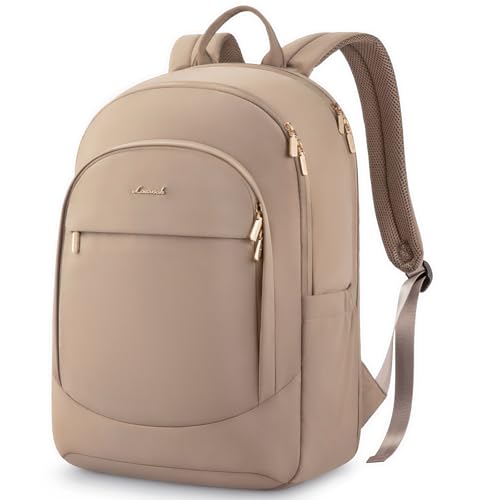 LOVEVOOK Laptop Backpack for Women, Business Backpack Purse, Large Capacity Casual Daypack, Work Computer Backpack for Gift - color: Khaki, size: 17.3 inches