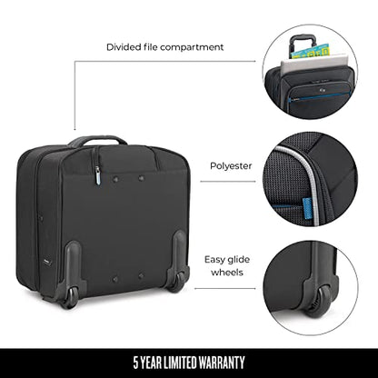 Solo New York Active Rolling Overnight Laptop Bag. Business Travel Rolling Overnighter Case for Women and Men. Fits up to 16 inch laptop - Black, 15" x 16" x 7" (TCC902-4/20)