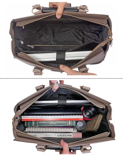 JKM & Company Rolling Laptop Bag for Women | Designer Wheeled Briefcase | Fits 13-17" Laptops | Office Travel Computer Case (Executive Taupe) - color: Taupe