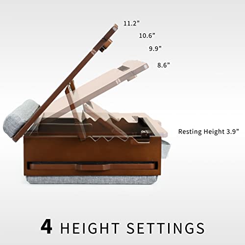 SideKiix Wooden Tilting Lap Desk for Writing, Drawing, Laptop Work, and More, Height Adjustable Compact Table with Slide-Out Mouse Pad, Internal Storage, Wrist Support, Dark Wood, SX-LAPD-1