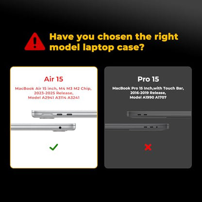 EooCoo Case for MacBook Air 15 inch M5 M4 M3 M2 2026-2023, Sparkly Clear | Easy to Install, Sturdy, Plastic Hard Shell Case & Keyboard Cover & Screen Protector, Model: A3448 A3241 A3114 A2941 - color: Sparkly Clear