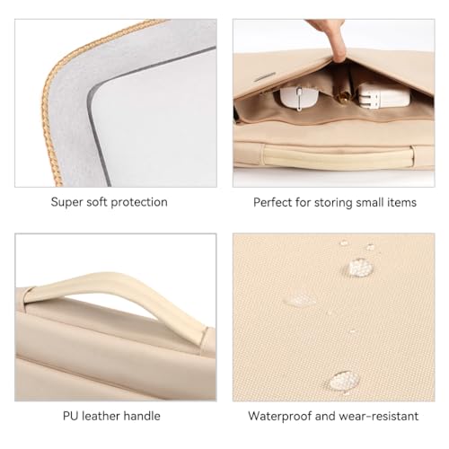 LANDICI 360°Laptop Sleeve Case 15.6 16 Inch Compatible with MacBook Pro 16 M1/M2/M3/M4 2019-2025, 15.6-16” Hp Dell Lenovo Acer Asus, Waterproof Computer Bag Cover with Handle, Apricot - color: Apricot, size: 15.6-16 inch