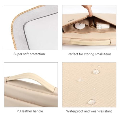 LANDICI 360°Laptop Sleeve Case 15.6 16 Inch Compatible with MacBook Pro 16 M1/M2/M3/M4 2019-2025, 15.6-16” Hp Dell Lenovo Acer Asus, Waterproof Computer Bag Cover with Handle, Apricot - color: Apricot, size: 15.6-16 inch