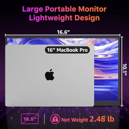 kksmart Portable Monitor for Laptop MacBook Surface PC Xbox PS5, Travel Monitor Second Screen for Laptop, HDMI USB-C VESA Compatible Built-in Speaker, 18.5inch - size: 18.5inch