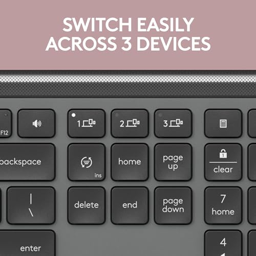 Logitech Signature Slim K950 Wireless Keyboard, Sleek Design, Switch Typing Between Devices, Quiet Typing, Bluetooth, Multi-OS, Windows, Mac, Chrome - Graphite - color: Graphite, style: Battery Powered