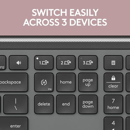 Logitech Signature Slim K950 Wireless Keyboard, Sleek Design, Switch Typing Between Devices, Quiet Typing, Bluetooth, Multi-OS, Windows, Mac, Chrome - Graphite - color: Graphite, style: Battery Powered