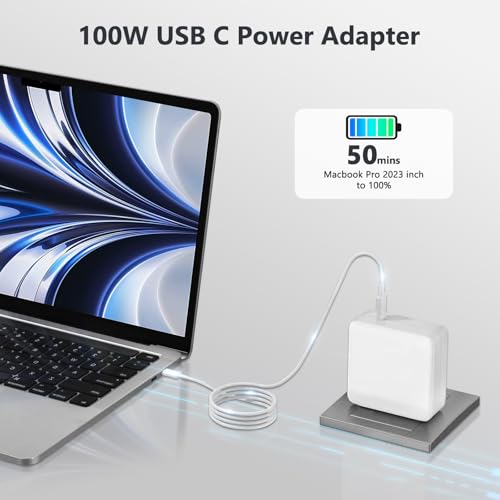 JEIBAO Mac Book Pro/Air Charger - 100W USB C Fast Charger Compatible with MacBook Pro/Air, M1 M2 M3 M4 M5, ipad Pro and All USB-C Laptops and Phones, 6.6ft Charger Cable - color: White
